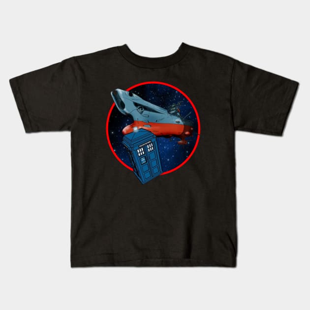 Tardis Space Battleship Yamato Kids T-Shirt by MAgostino